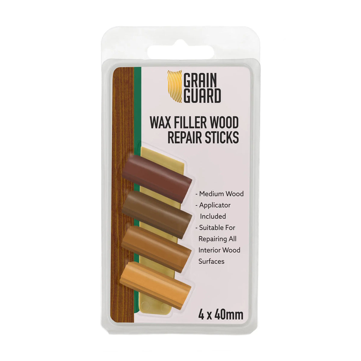 Wax Filler Repair Sticks - Furniture Repair Kit - Multi-Surface - 4x40mm GrainGuard