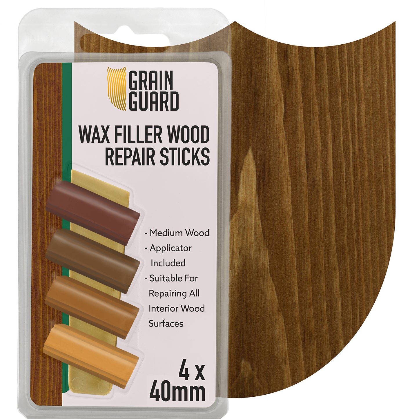 Wax Filler Wood Repair Sticks | Furniture Repair Kit | Multi-Surface: Wood, Plastic, Hard Surfaces | 4x40mm