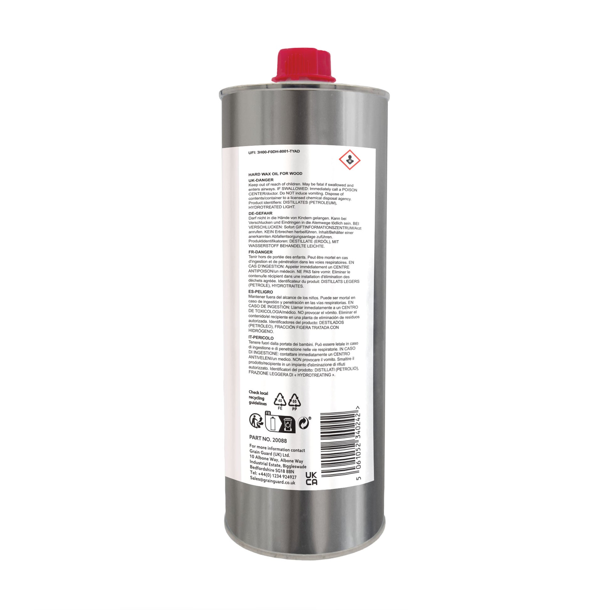 GRAIN GUARD Hard Wax Oil For Wood | 1Litre | Water & Stain Resistant Protection | Interior Wood Flooring & Surfaces | Long Lasting Wood Protection