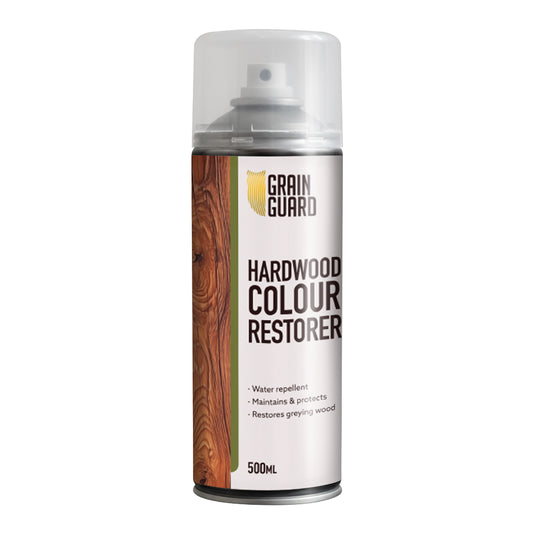 Hardwood Colour Restorer Aerosol | Clean, Restore, Protect | Revivies & Renews Faded and Greying Wood | Water Repellent for Year Round Protection