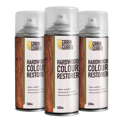 Hardwood Colour Restorer Aerosol | Clean, Restore, Protect | Revivies & Renews Faded and Greying Wood | Water Repellent for Year Round Protection