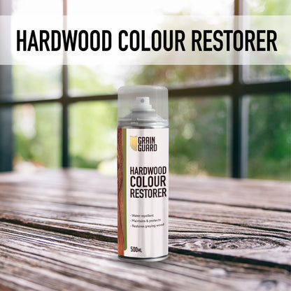 Hardwood Colour Restorer Aerosol | Clean, Restore, Protect | Revivies & Renews Faded and Greying Wood | Water Repellent for Year Round Protection